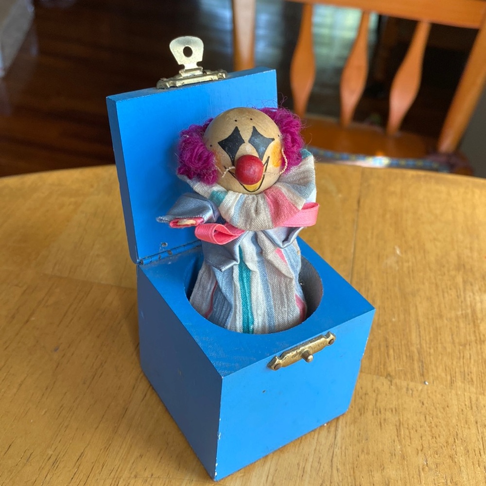 Vintage Liberty of London Clown Doll - Jack in box in good condition for vintage
